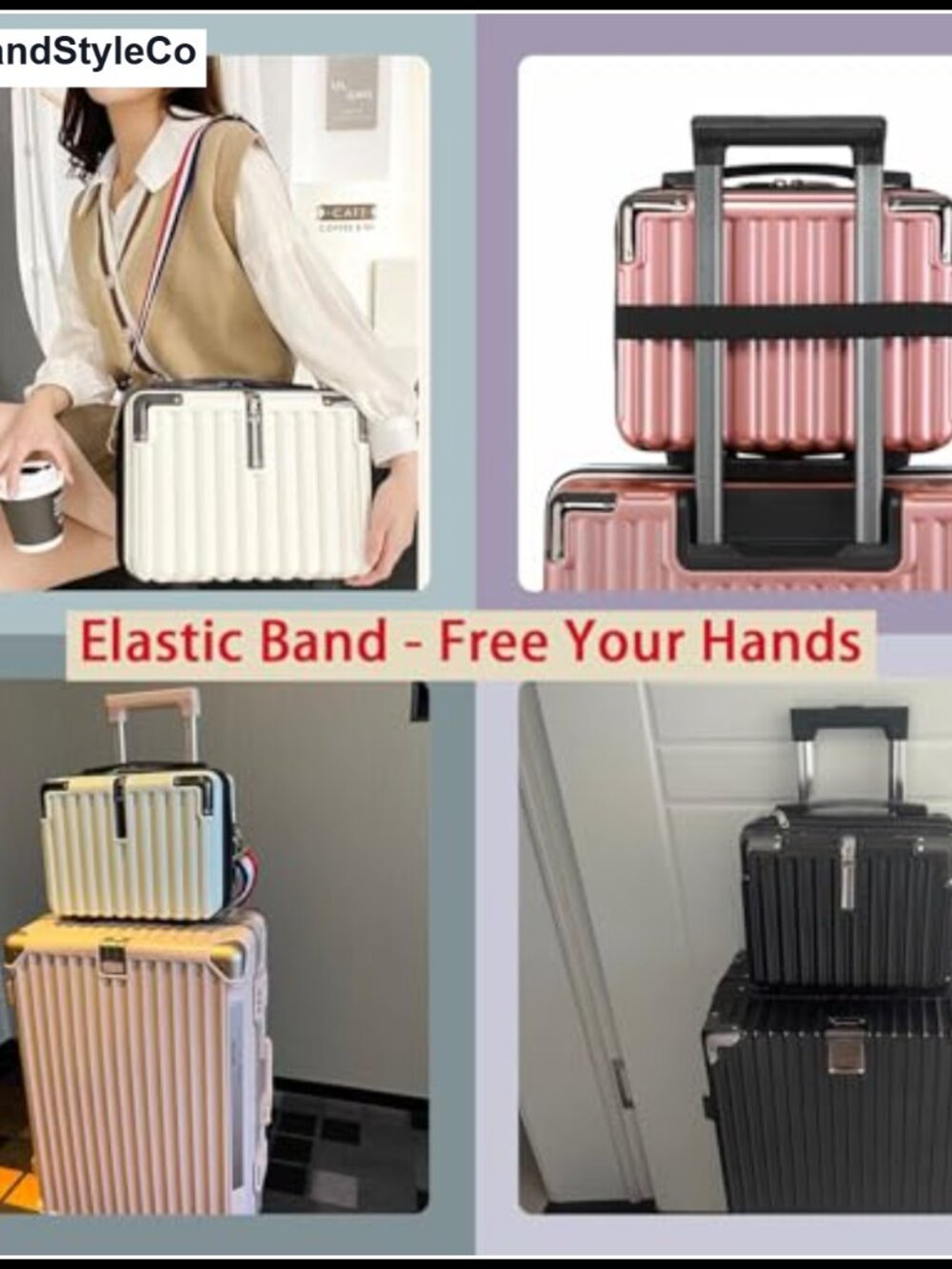 Hard Shell Mini Suitcase Makeup Case ABS Waterproof Travel Organizer with - Picture 4 of 5